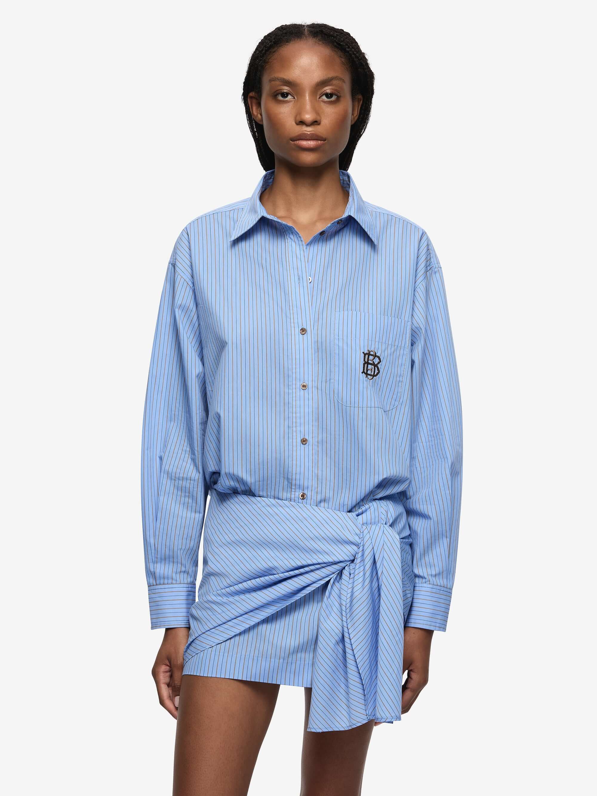 LINUS MINI SKIRT - CHAMBRAY BLUE STRIPE – BEC + BRIDGE US