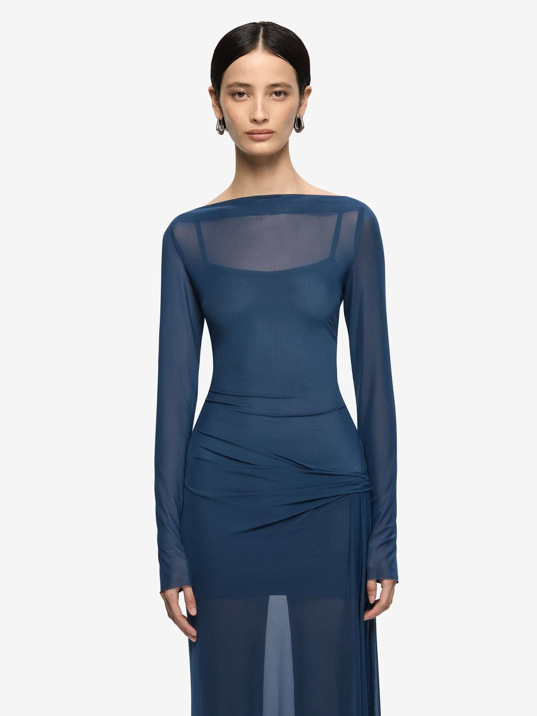MARABOU LONG SLEEVE MAXI DRESS - PETROL 8 MARABOU LONG SLEEVE MAXI DRESS - PETROL 8