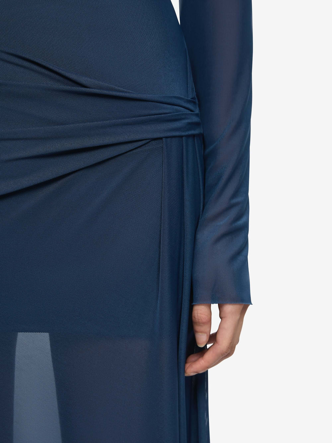 MARABOU LONG SLEEVE MAXI DRESS - PETROL