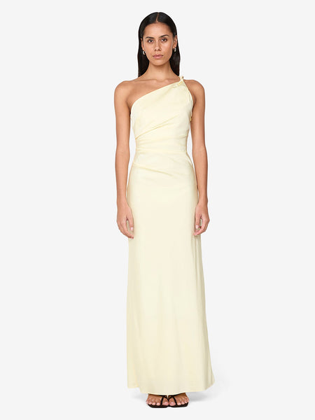 Lunetta Asym Dress in Ice Yellow