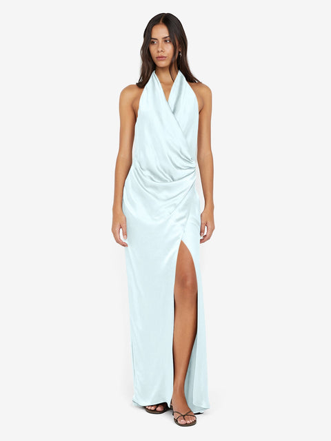 ELISIA WRAP MAXI DRESS - ARCTIC BLUE