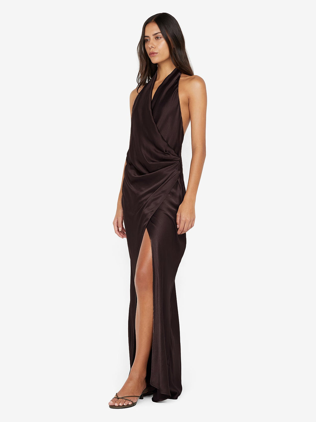 ELISIA WRAP MAXI DRESS - DARK CHOCOLATE