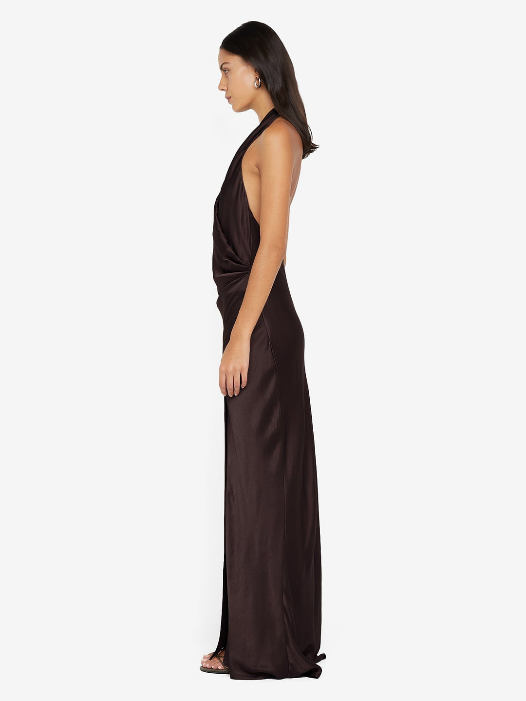 ELISIA WRAP MAXI DRESS - DARK CHOCOLATE