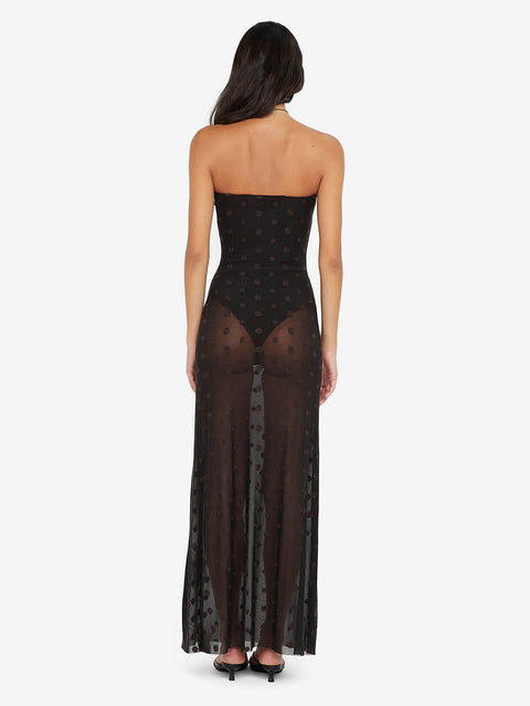 KARLA STRAPLESS MAXI DRESS - BLACK/CHOC SPOT