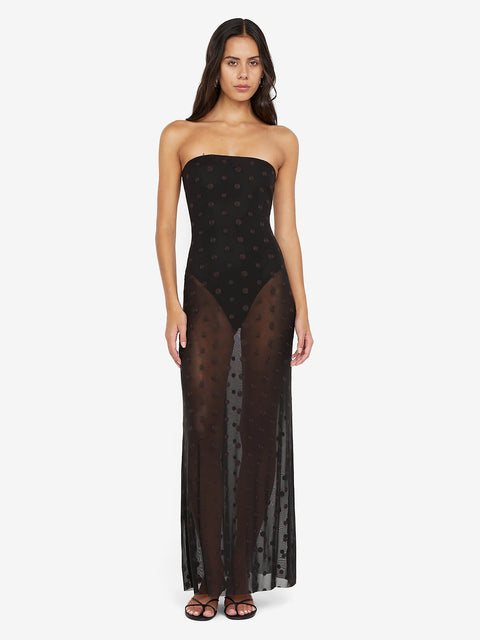 KARLA STRAPLESS MAXI DRESS - BLACK/CHOC SPOT