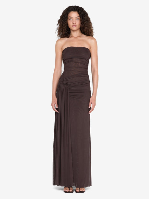 IDA STRAPLESS DRESS - DARK CHOCOLATE