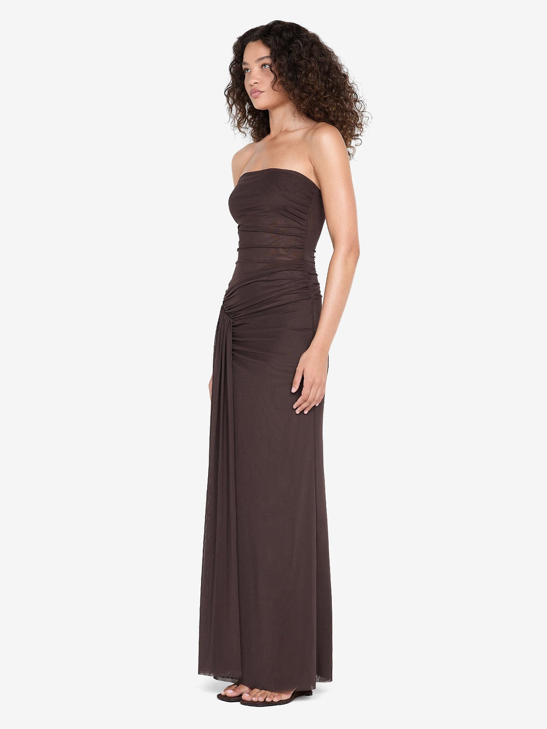 IDA STRAPLESS DRESS - DARK CHOCOLATE