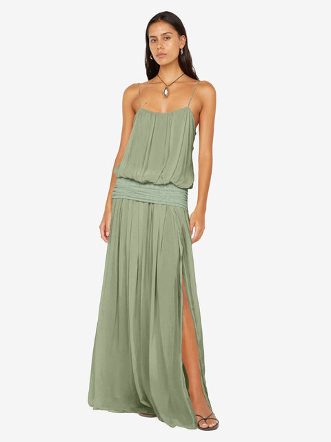 CAMILLE BLOUSON DRESS - PISTACHIO
