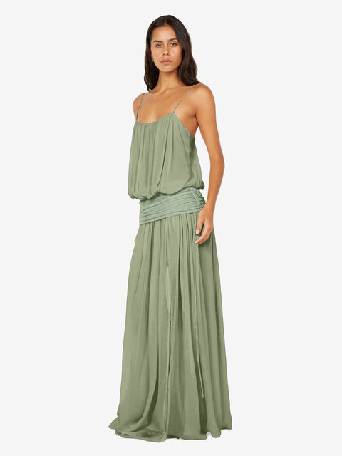 CAMILLE BLOUSON DRESS - PISTACHIO