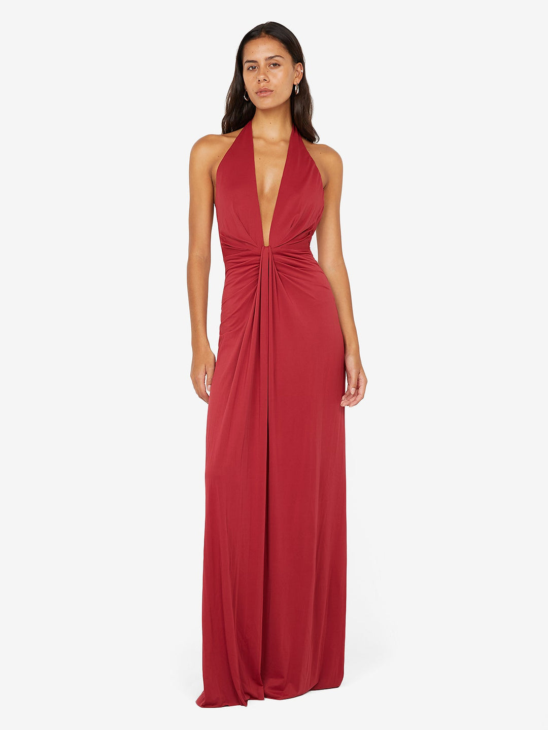 SUSIE PLUNGE MAXI DRESS - CHERRY
