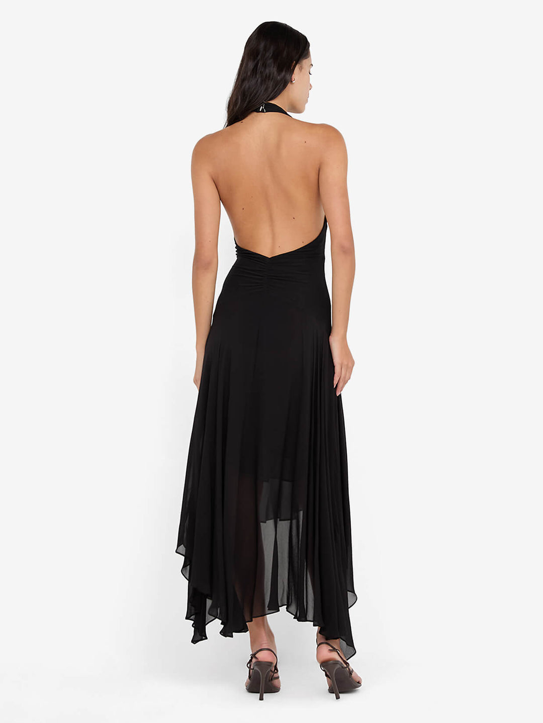 IDA WRAP MIDI DRESS - BLACK