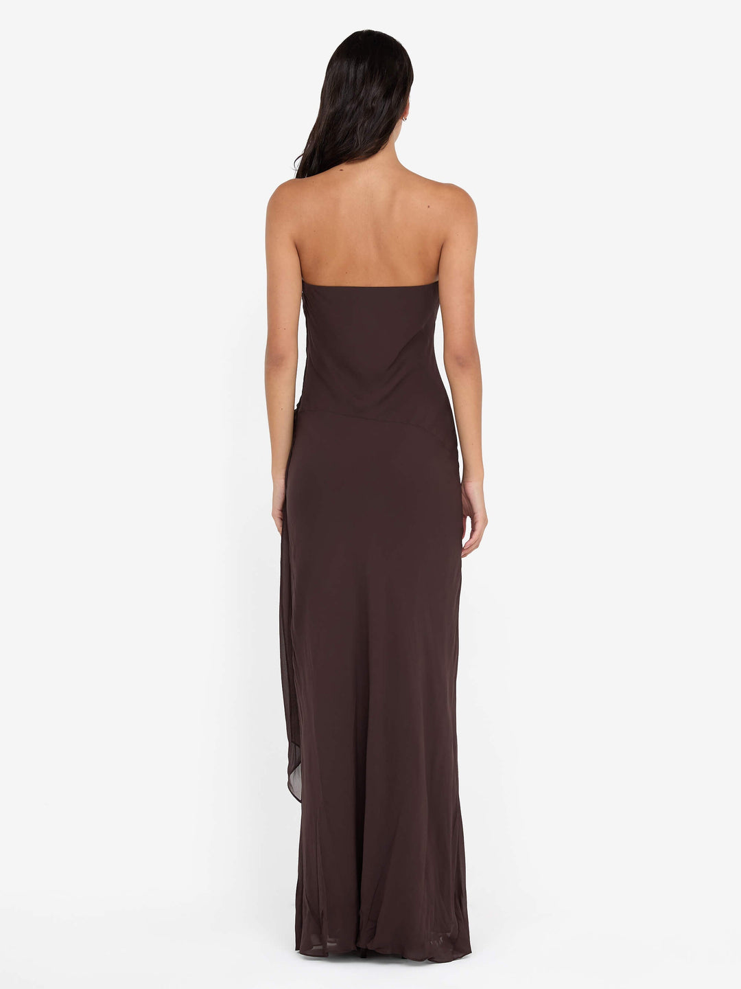 SONEVA STRAPLESS MAXI DRESS - DARK CHOCOLATE