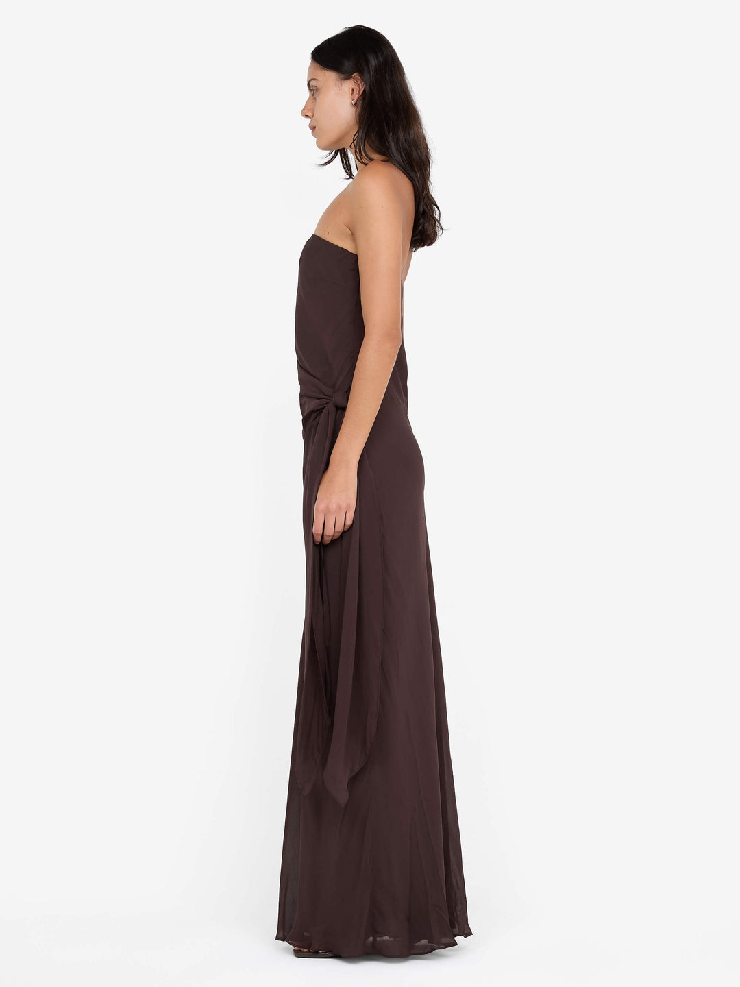 SONEVA STRAPLESS MAXI DRESS - DARK CHOCOLATE