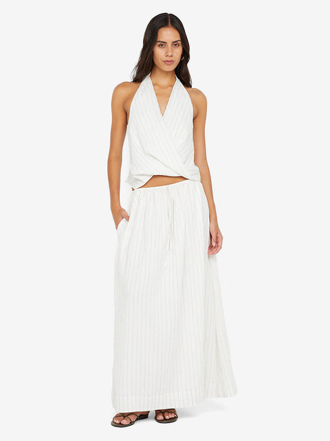 SASKI MAXI SKIRT	 - WHITE/BLACK STRIPE