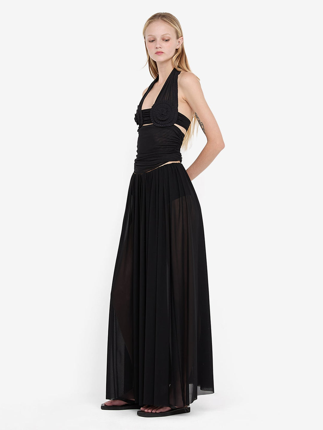 DANTE SPIRAL HALTER TOP - BLACK BEC + BRIDGE US DANTE SPIRAL HALTER TOP - BLACK BEC + BRIDGE US