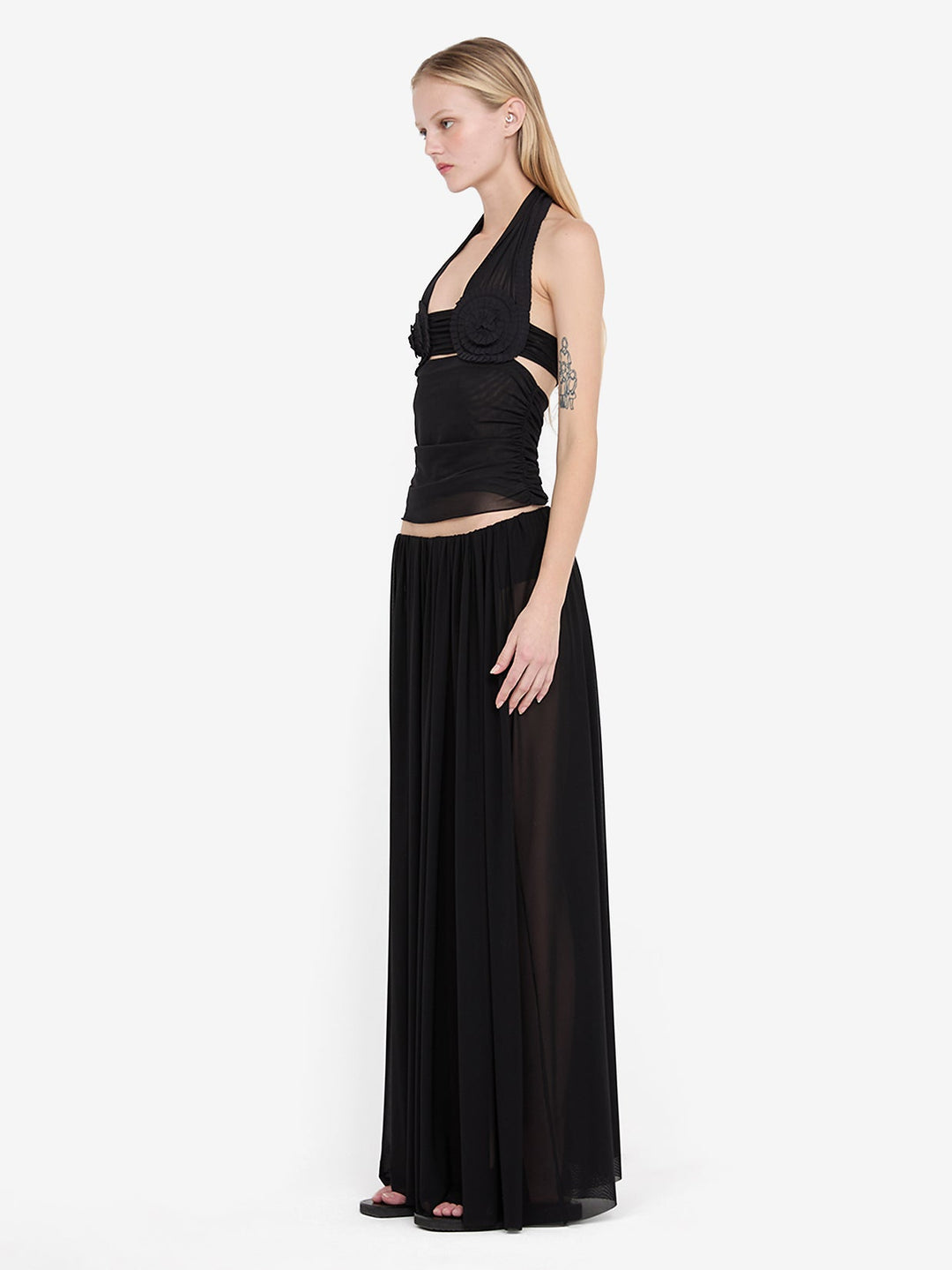 DANTE SPIRAL HALTER TOP - BLACK