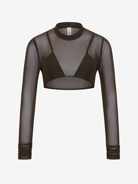ALYNA LAYERED CROP TOP - BITTER CHOC/BLACK
