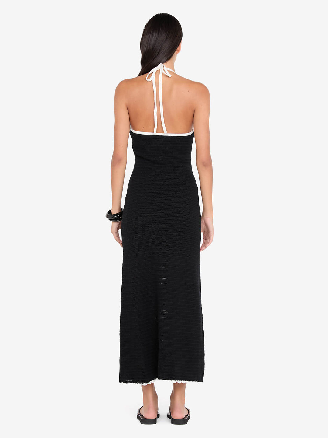RAVYN HALTER MAXI DRESS - BLACK/WHITE