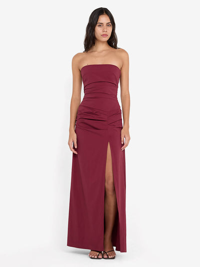 ANGELINA STRAPLESS MAXI DRESS - PLUM