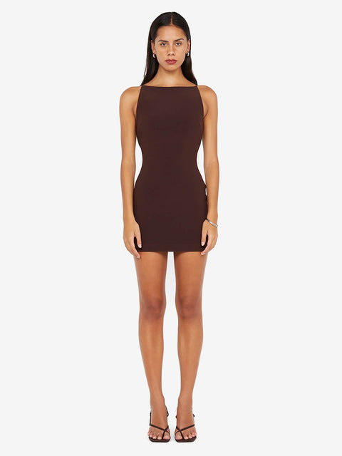 CLOVER MINI DRESS - DARK CHOCOLATE