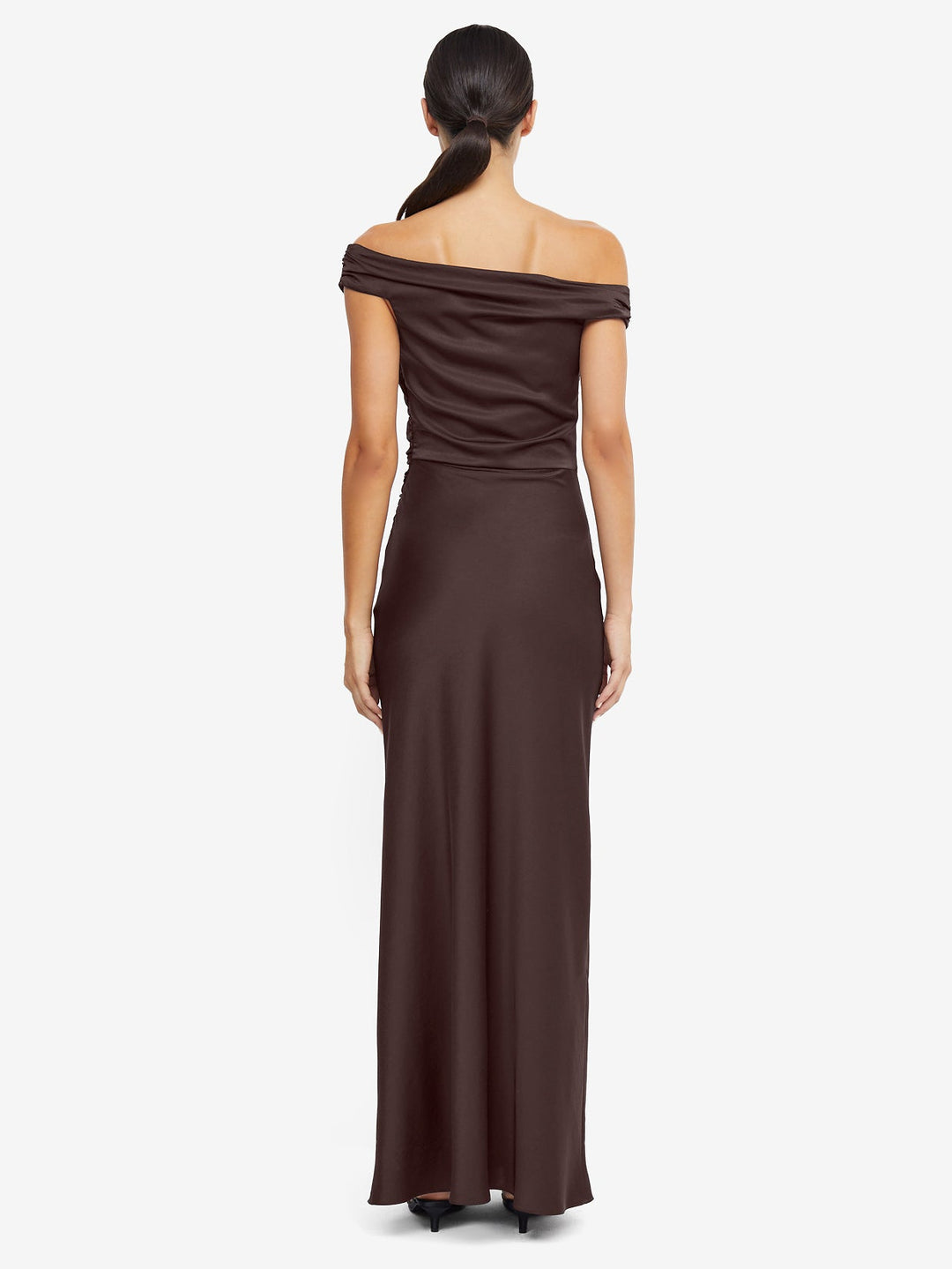 Eternity Off Shoulder Maxi in Dark Chocolate - BEC + BRIDGE BEC + BRIDGE US Eternity Off Shoulder Maxi in Dark Chocolate - BEC + BRIDGE BEC + BRIDGE US