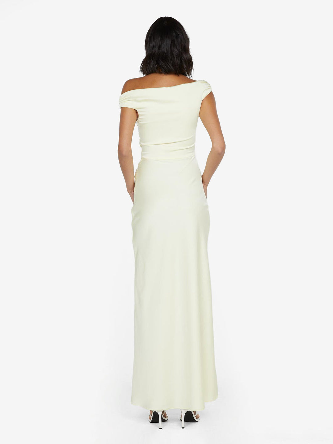 formal off the shoulder maxi dress Eternity Off Shoulder Maxi in Ice Yellow