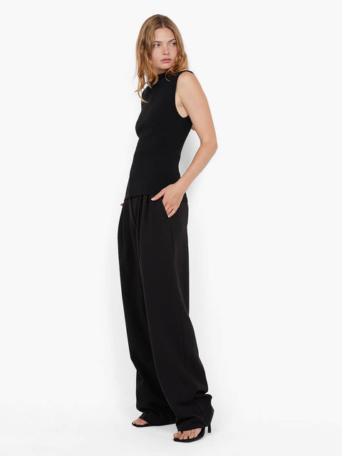 LEORA PEPLUM TOP - BLACK