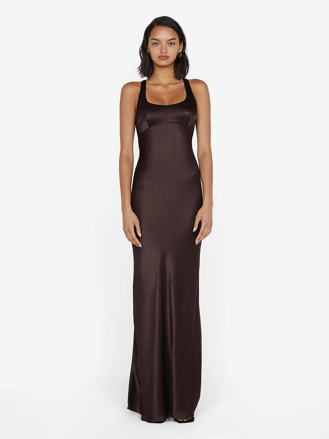 MAXINA CROSSOVER DRESS - DARK CHOCOLATE