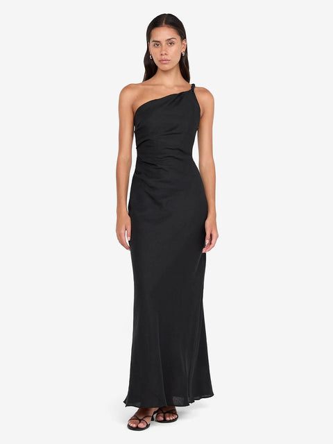 MELANIE ASYM MAXI DRESS - BLACK