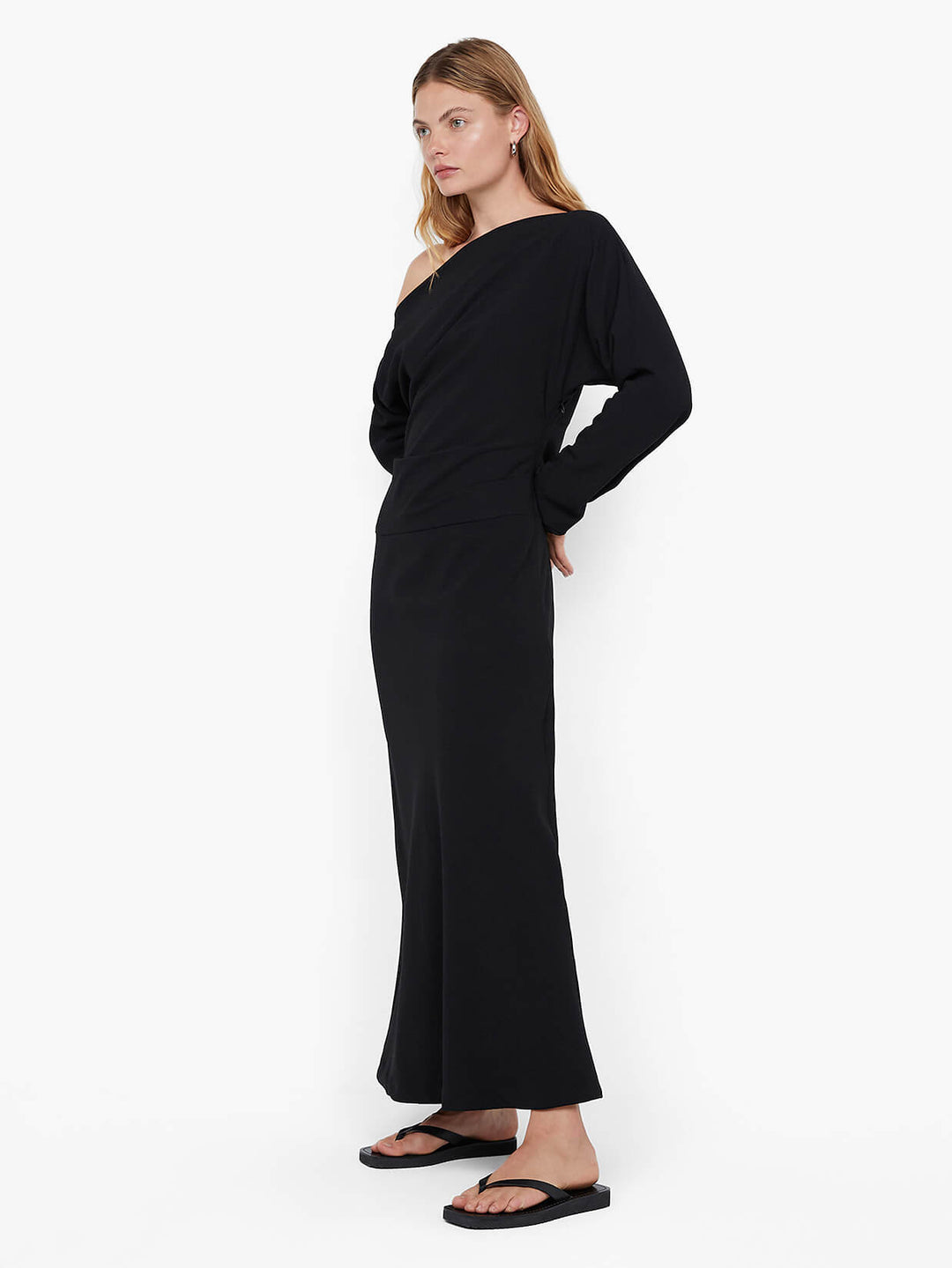 Ottie Asym Maxi Dress in Black