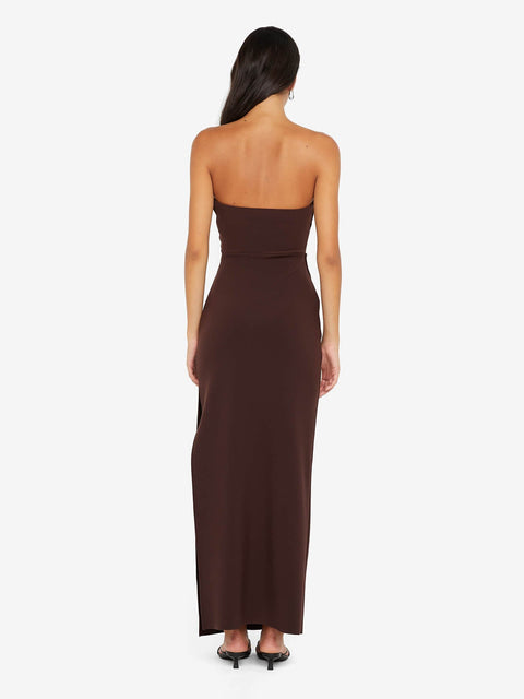 REINA STRAPLESS MAXI DRESS - DARK CHOCOLATE