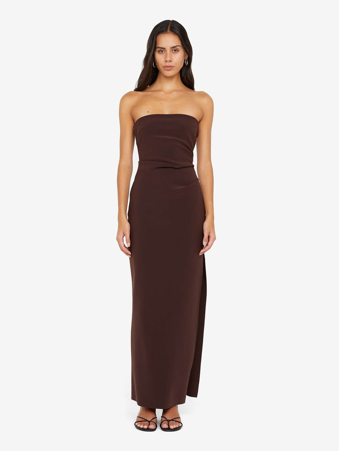 Reina Strapless Maxi Dress in Dark Chocolate Reina Strapless Maxi Dress in Dark Chocolate