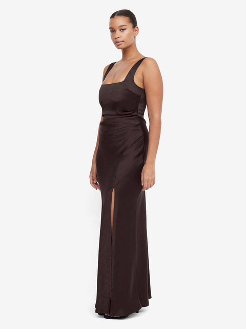 THE DREAMER SQUARE NECK DRESS - DARK CHOCOLATE