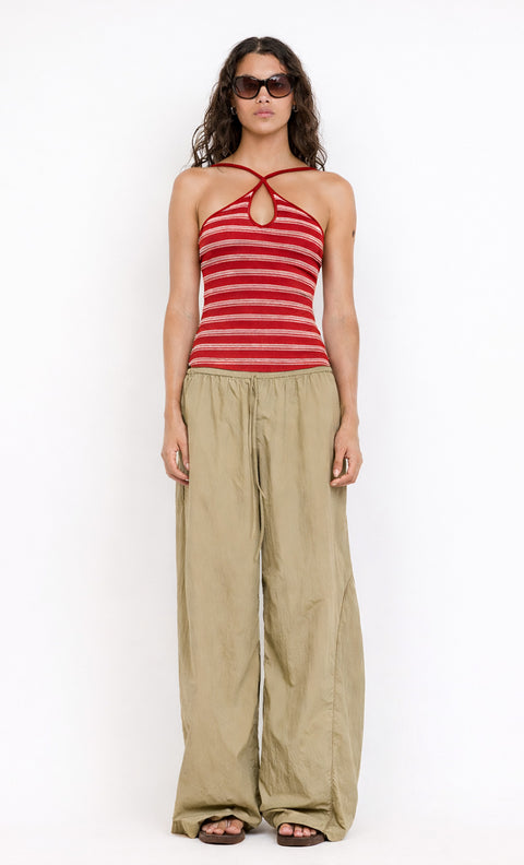 BENNI KEYHOLE TANK - BURNT RED/BUTTER STRIPE