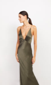 Moon Dance V Neck Plunge Bridesmaid Formal Dress in Dark Willow Green by Bec + Bridge