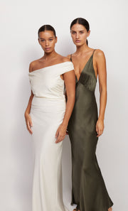 Moon Dance V Neck Plunge Bridesmaid Formal Dress in Dark Willow Green by Bec + Bridge