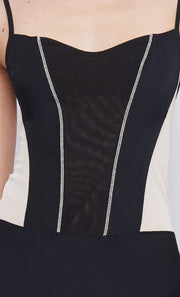 DEX CORSET MIDI DRESS - BLACK/NUDE