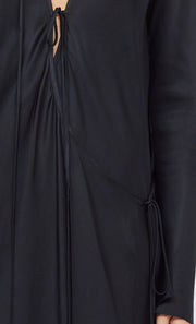 EMERY LONG SLEEVE TIE MAXI DRESS - BLACK