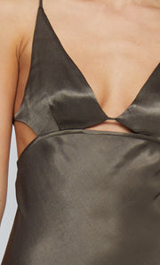 INDI STRAPPY MAXI DRESS - MIDNIGHT OLIVE