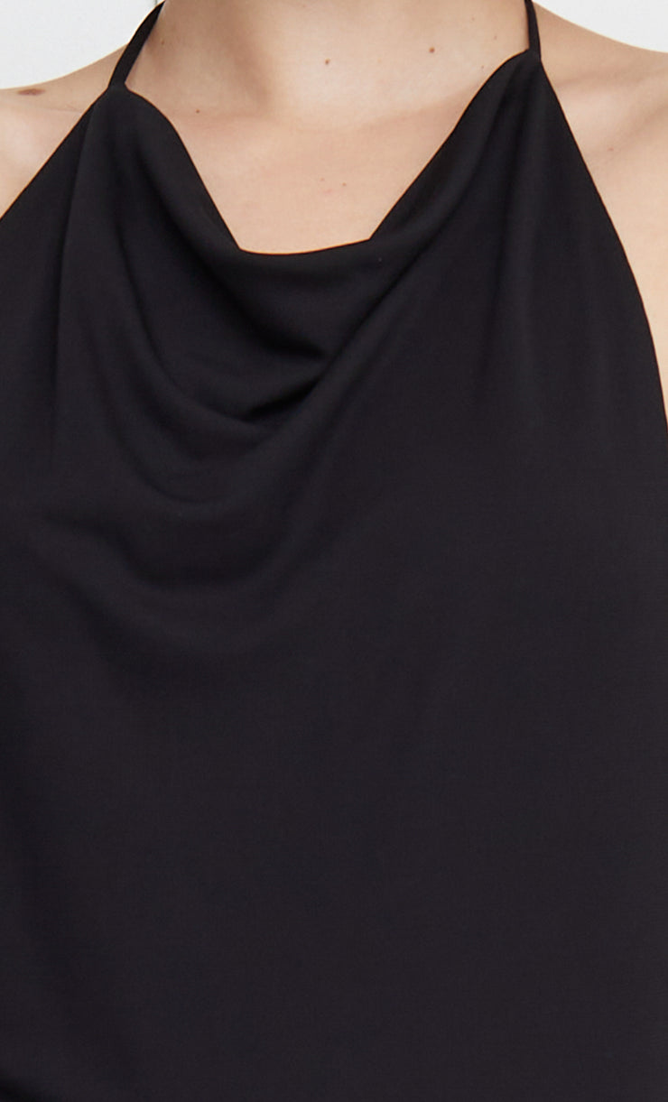 MONETTE HALTER BODYSUIT - BLACK