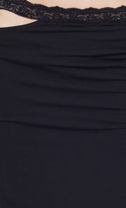 RIA SPLIT MIDI SKIRT - BLACK