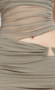 IONA STRAPLESS DRESS - TAUPE