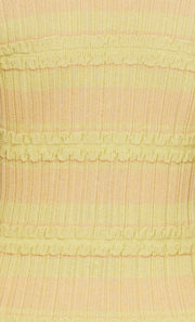 SCRUNCHIE KNIT MINI SKIRT - SPLICED CITRON