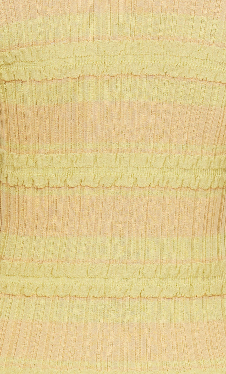 SCRUNCHIE KNIT MINI SKIRT - SPLICED CITRON