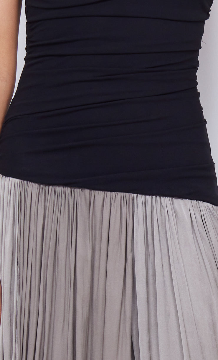 SERENE STRAPLESS MAXI DRESS - BLACK/TAUPE