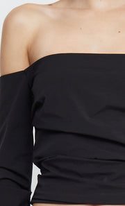 ZELIE OFF SHOULDER TOP - BLACK