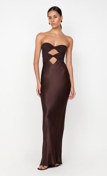 Halle Strapless Dress in Chocolate