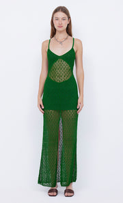 BREEZE BACKLESS KNIT MAXI DRESS - PINE GREEN