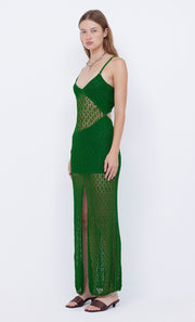 BREEZE BACKLESS KNIT MAXI DRESS - PINE GREEN