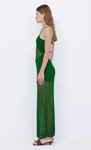 BREEZE BACKLESS KNIT MAXI DRESS - PINE GREEN